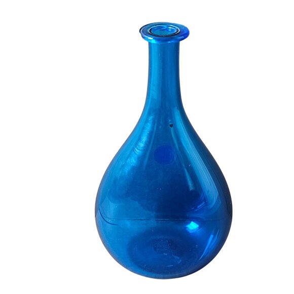 Blenko Williamsburg Restoration Sapphire Blue Glass Vase Wine Bottle With Label - Picture 5 of 9
